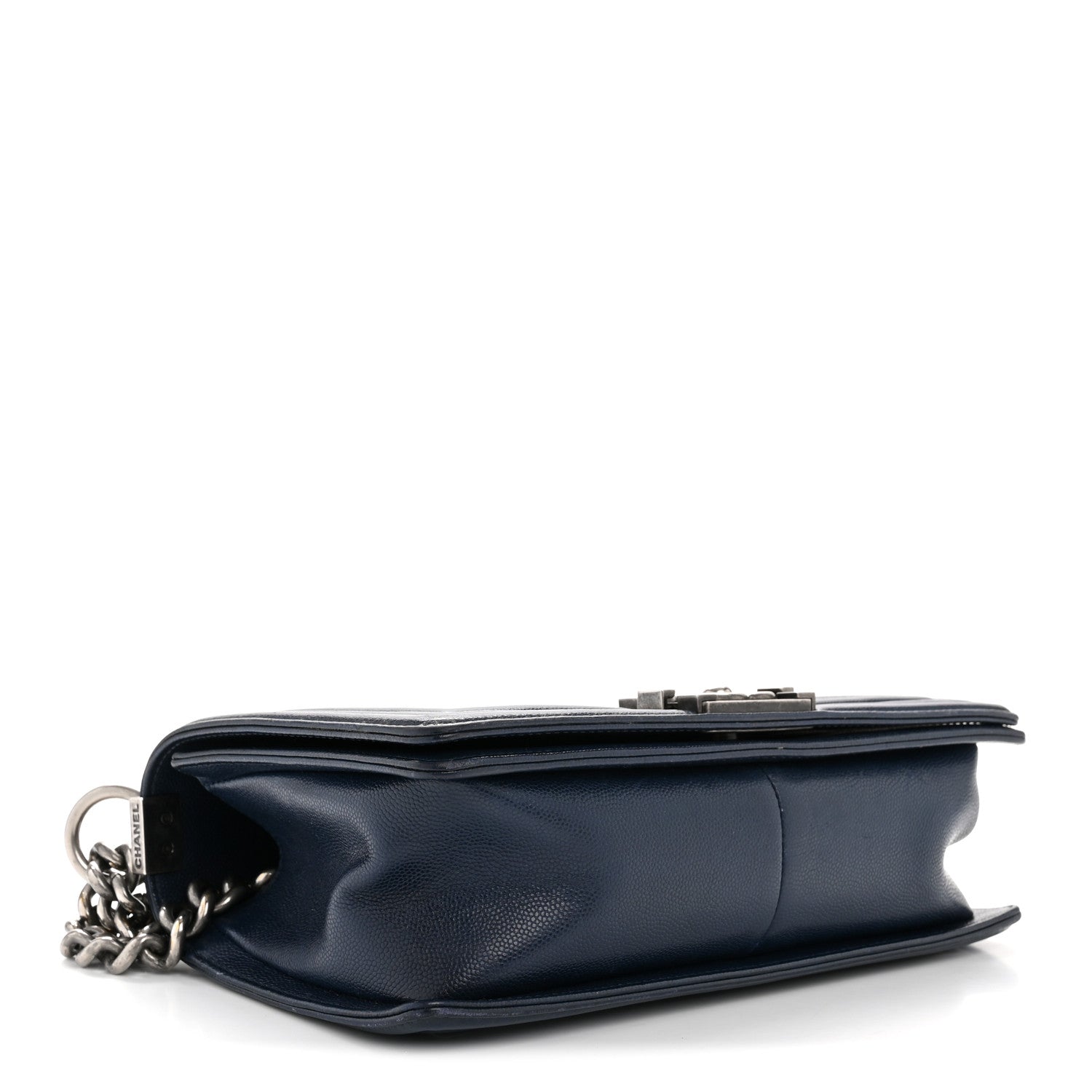 Chanel Caviar Chevron Quilted Medium Boy Flap Navy 4 of 13