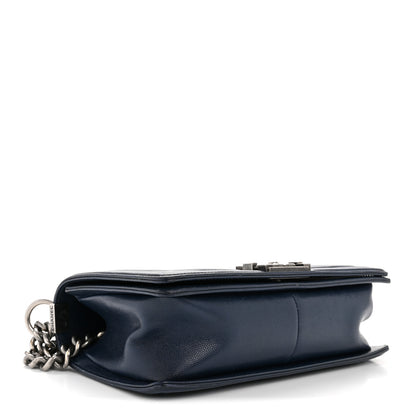 Chanel Caviar Chevron Quilted Medium Boy Flap Navy 4 of 13
