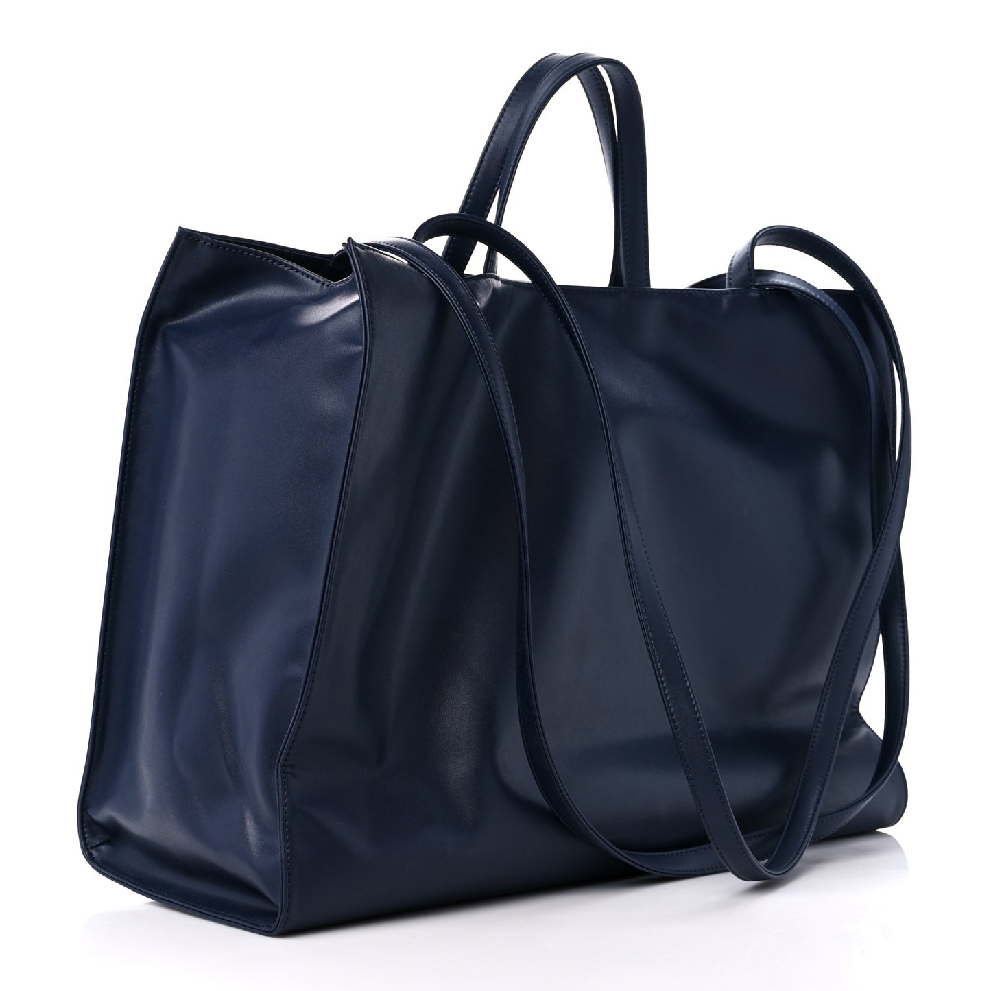 Vegan Leather Large Shopping Bag Navy