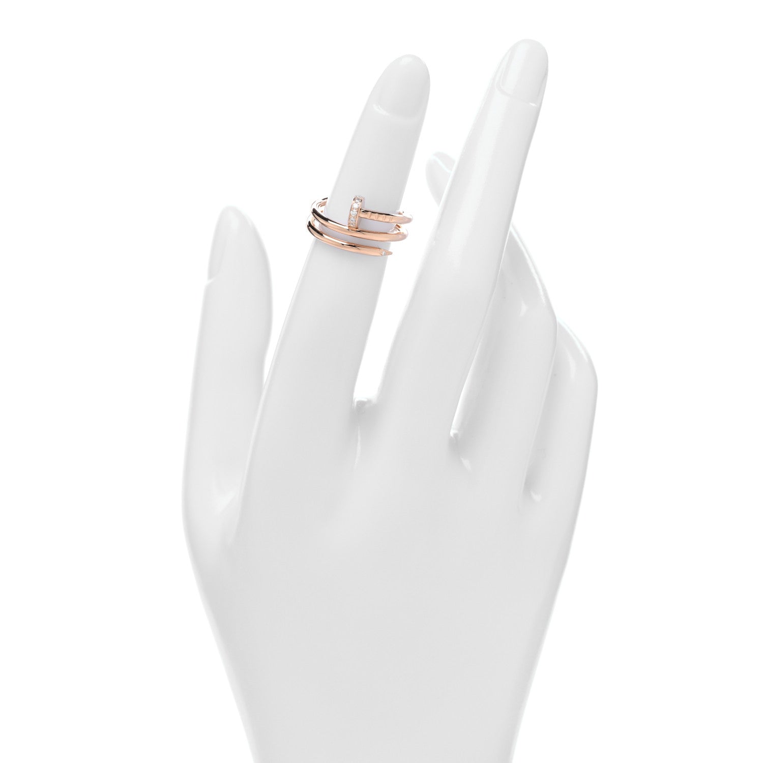 Cartier 18K Pink Gold Diamond Double Juste Un Clou Ring 48 4.5 2 of 4