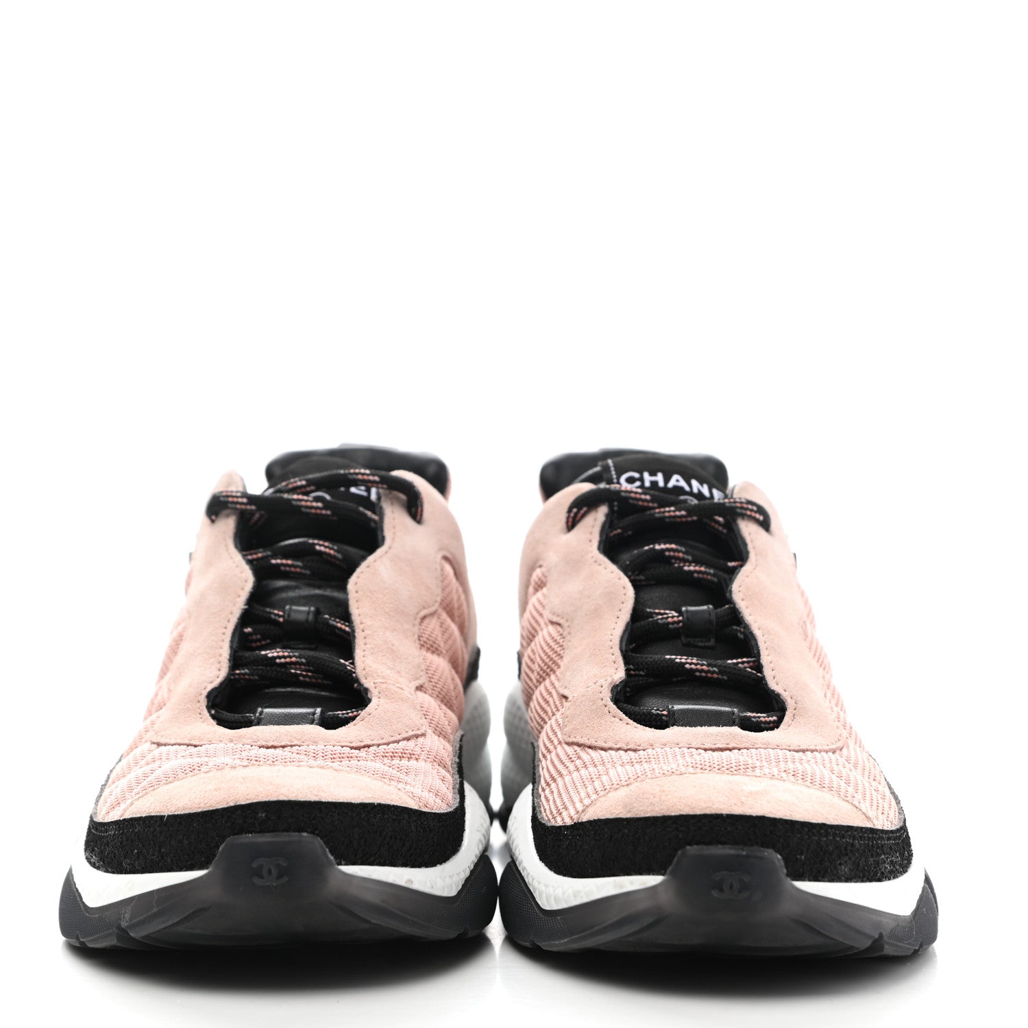Chanel Mesh Suede Calfskin Quilted Sneakers 41 Black Pink 2 of 16
