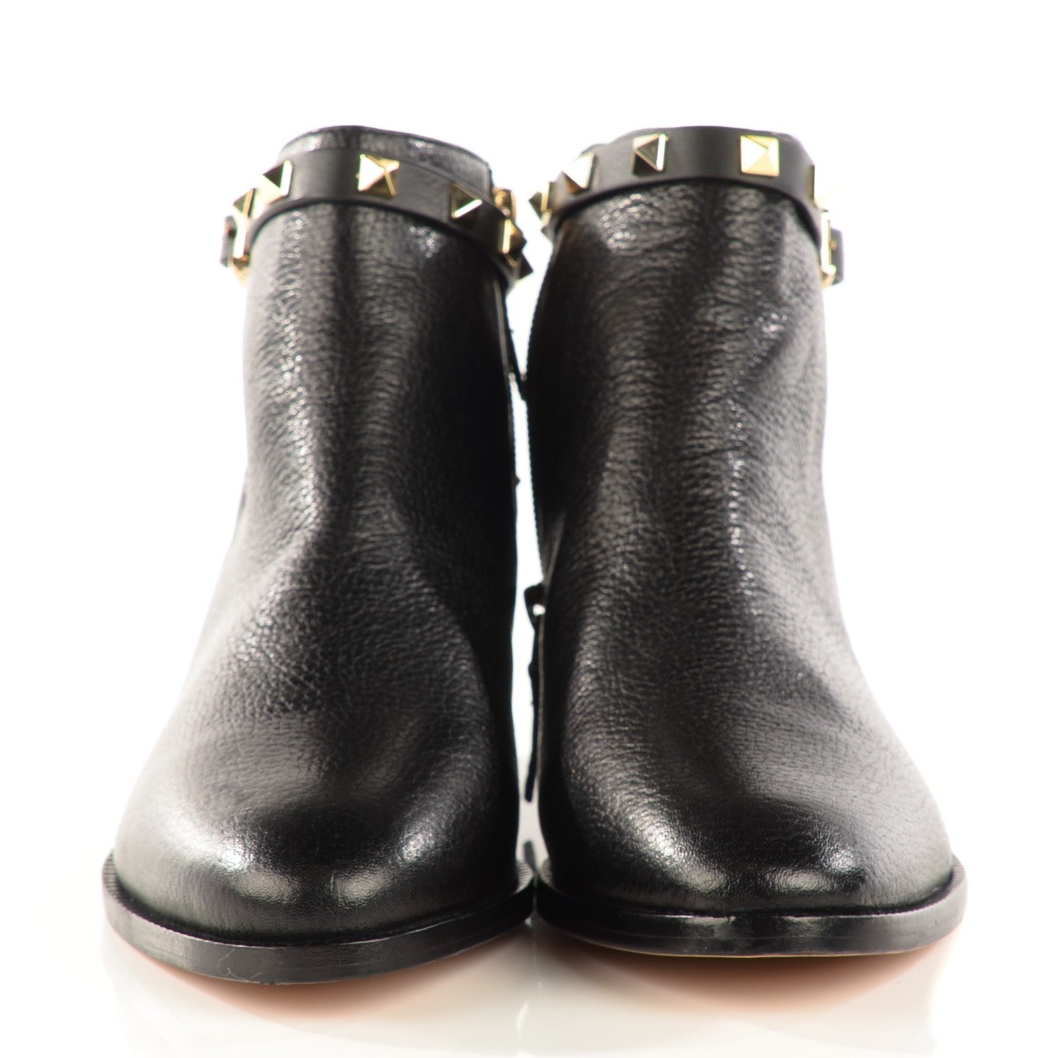 Valentino Garavani Grained Calfskin Rockstud Single Buckle 35mm Cowboy Ankle Boots 37 Black 2 of 8