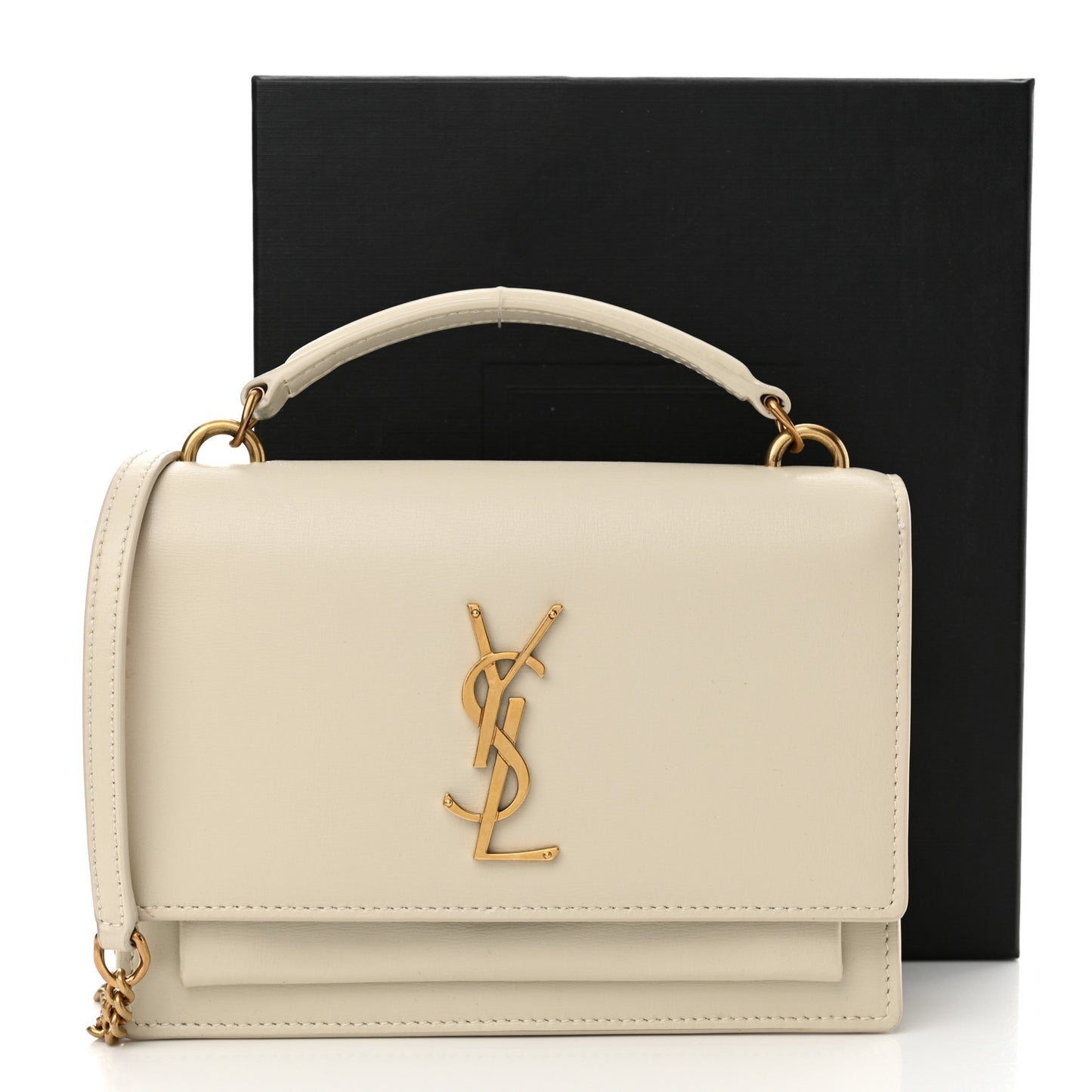 Calfskin Monogram Sunset Chain Wallet Blanc Vintage