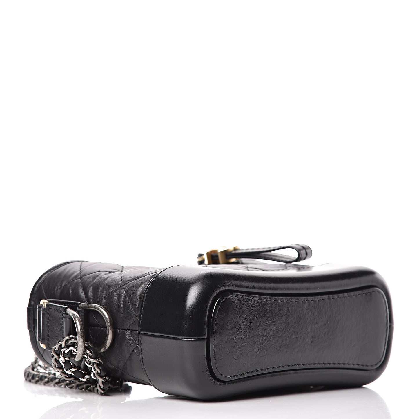 Aged Calfskin Quilted Small Gabrielle Hobo Black