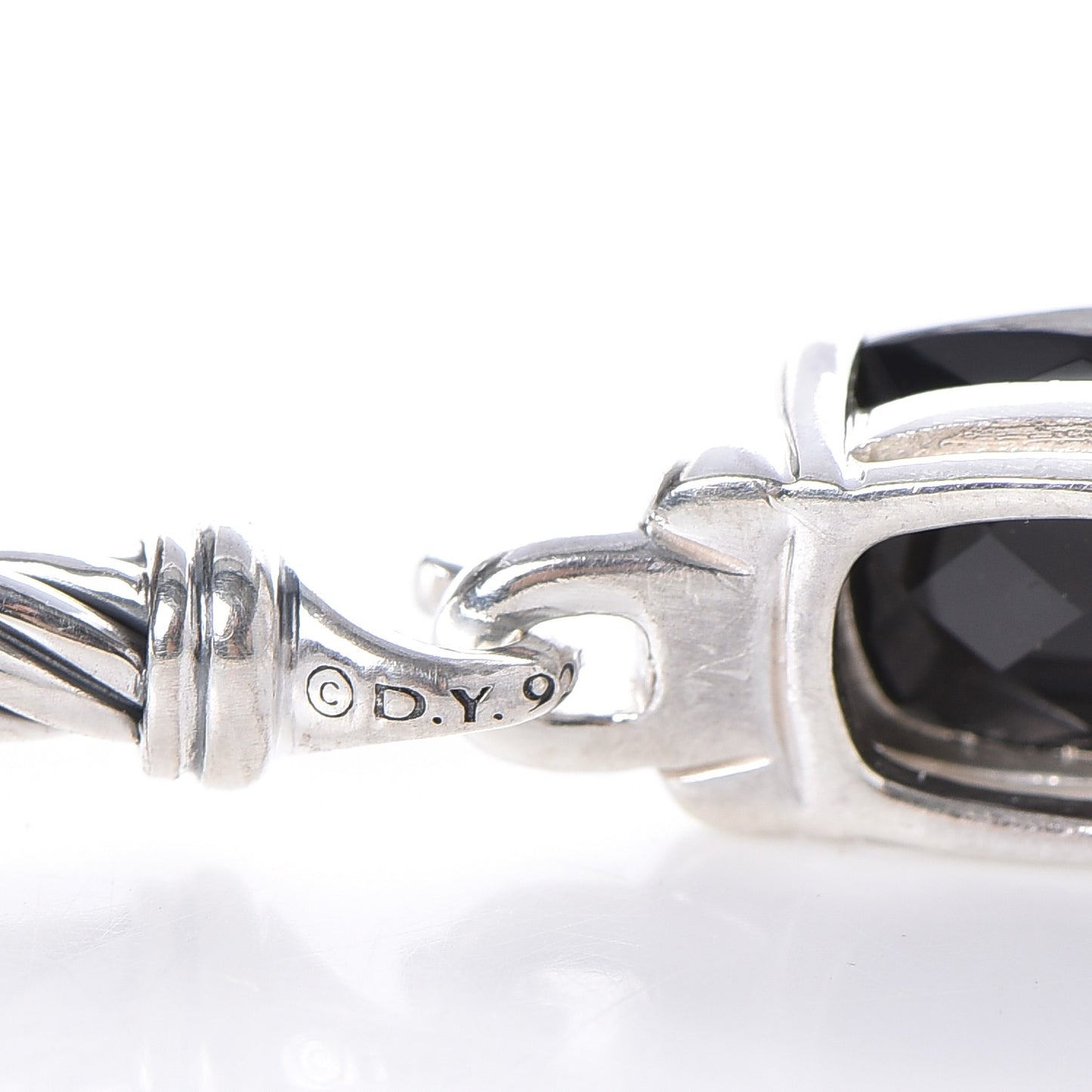 Sterling Silver Diamond Black Onyx 3mm Petite Wheaton Bracelet