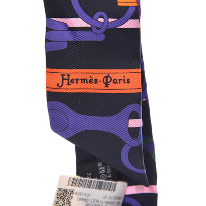 Hermes Silk Panoplie Equestre Twilly Caban Violet Orange 3 of 5