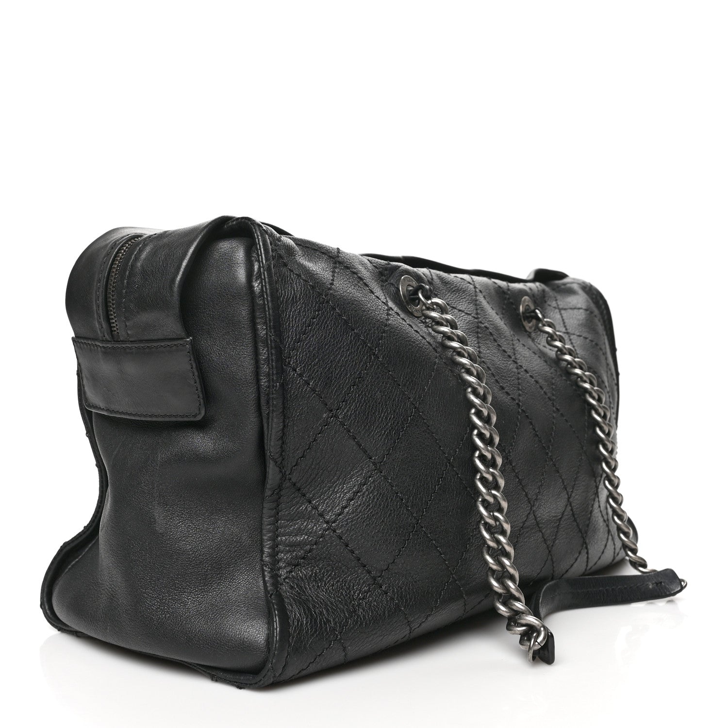 Chanel Calfskin Stitched Large Bowling Bag Black 3 of 7