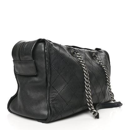 Chanel Calfskin Stitched Large Bowling Bag Black 3 of 7