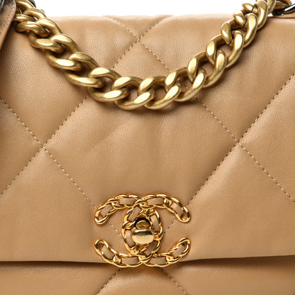 Chanel Lambskin Quilted Medium 19 Flap Dark Beige 11 of 12