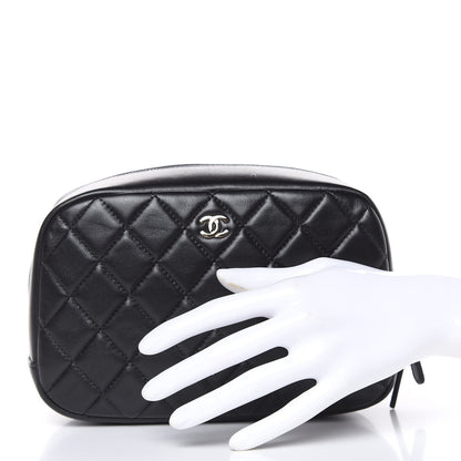 Chanel Lambskin Quilted Medium Curvy Pouch Cosmetic Case Black 2 of 10