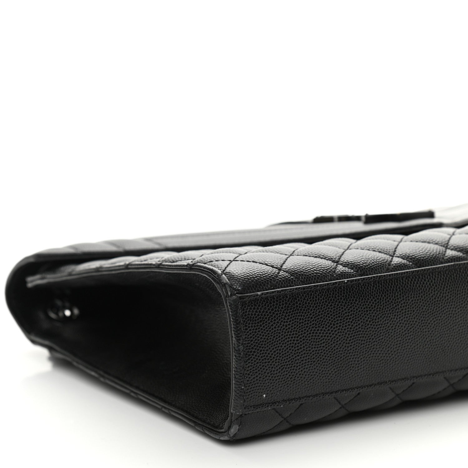 Saint Laurent Grain De Poudre Textured Mixed Matelasse Large Triquilt Monogram Monochrome Satchel Black 9 of 14