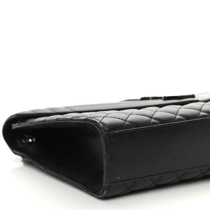 Saint Laurent Grain De Poudre Textured Mixed Matelasse Large Triquilt Monogram Monochrome Satchel Black 9 of 14