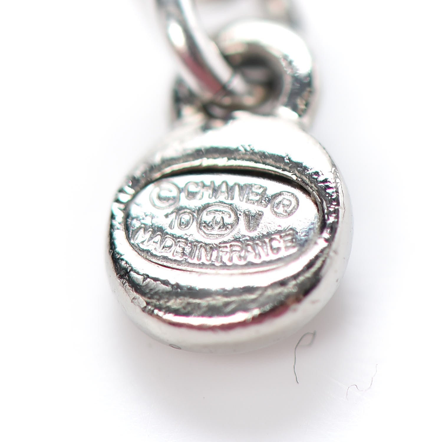 Chanel Crystal CC Drop Pendant Necklace Silver 5 of 5