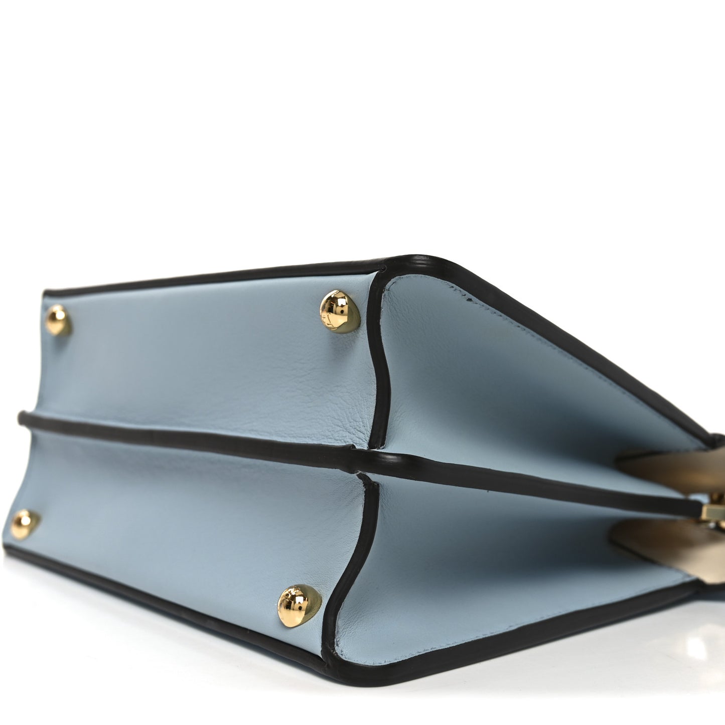 Vitello Seta Shiny Nappa Small Peekaboo I SEE U Satchel Azzurro Baby Camelia