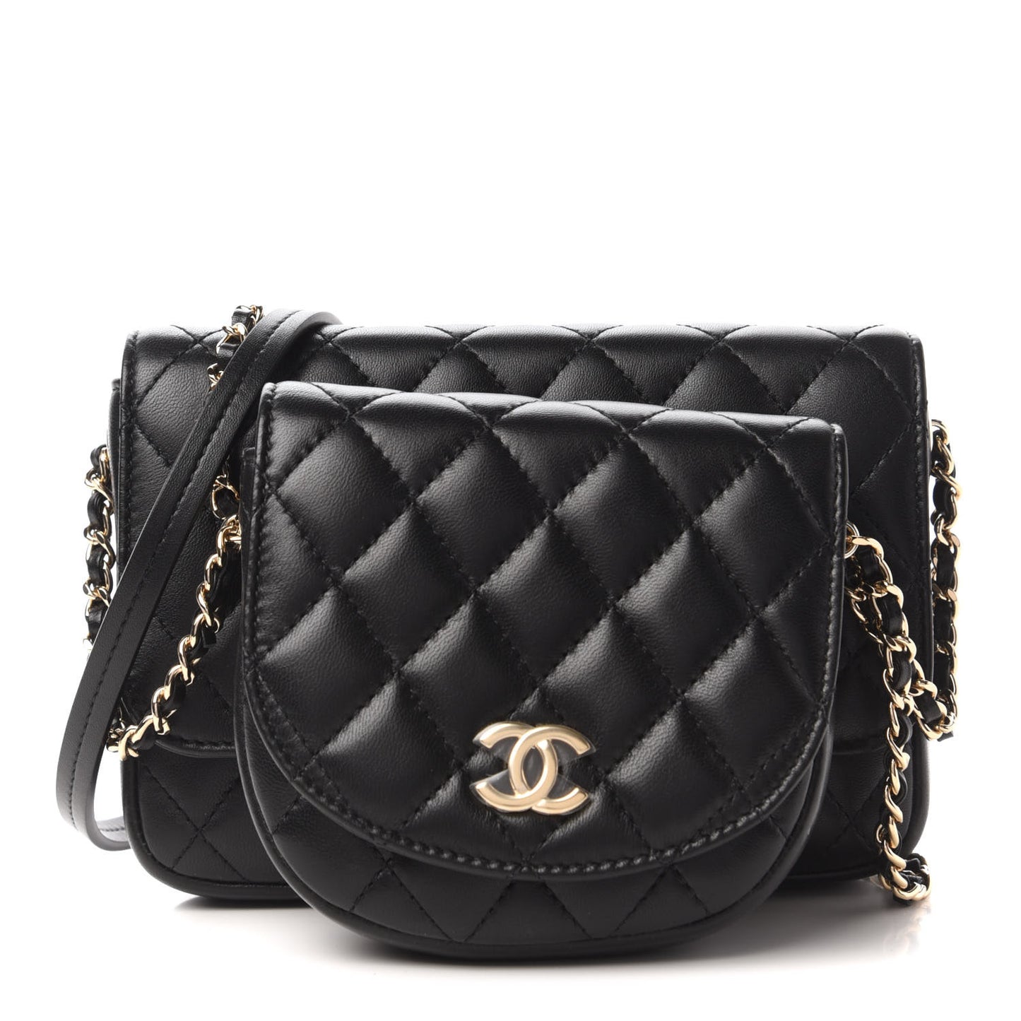 Lambskin Quilted Side Packs Black