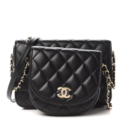 Chanel Lambskin Quilted Side Packs Black 1 of 12