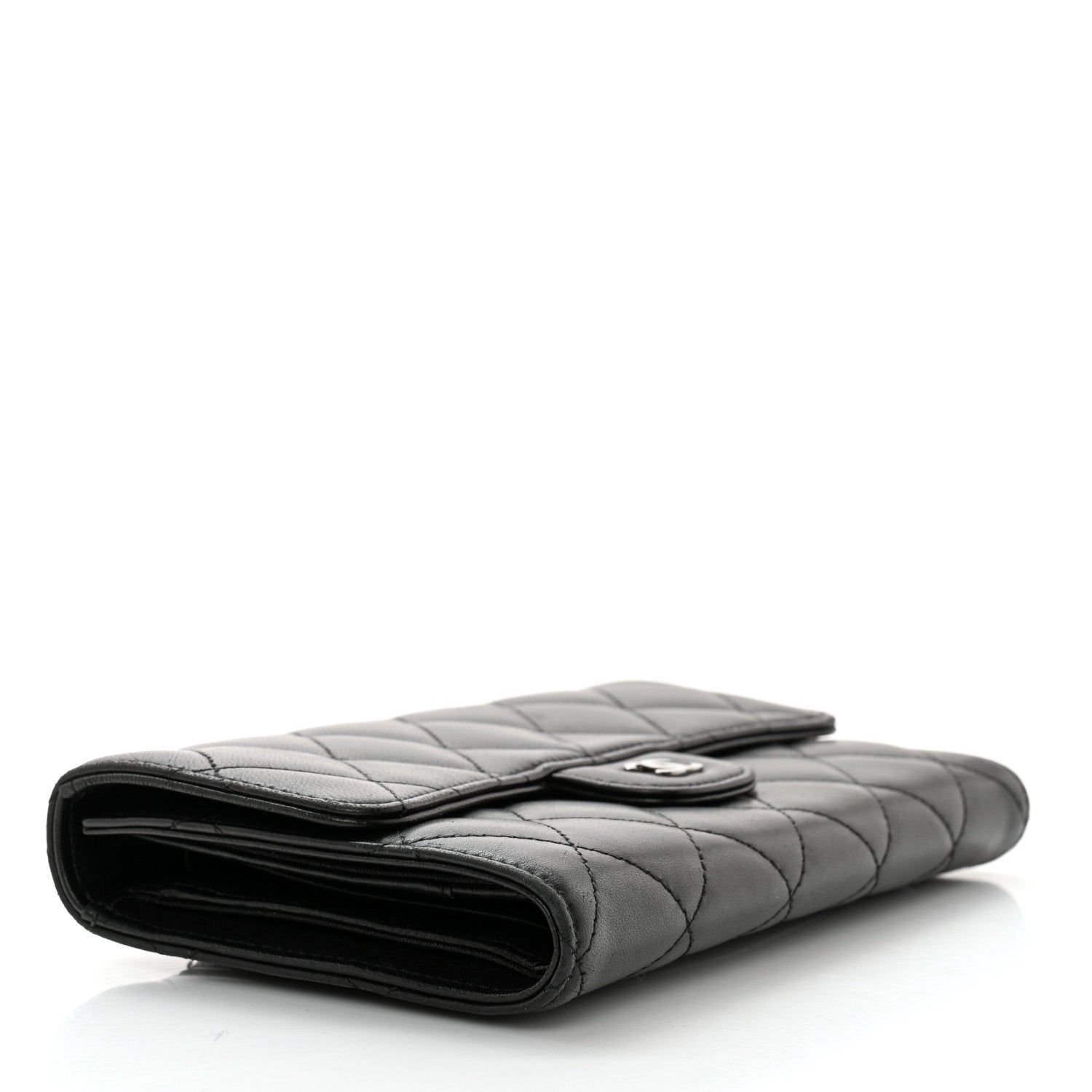 Chanel Lambskin Quilted Large Flap Wallet Black 4 of 16