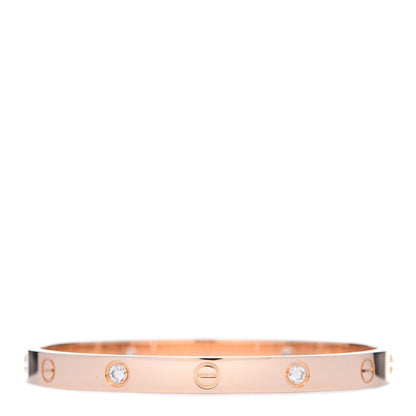 Cartier 18K Pink Gold 4 Diamond LOVE Bracelet 18 3 of 6