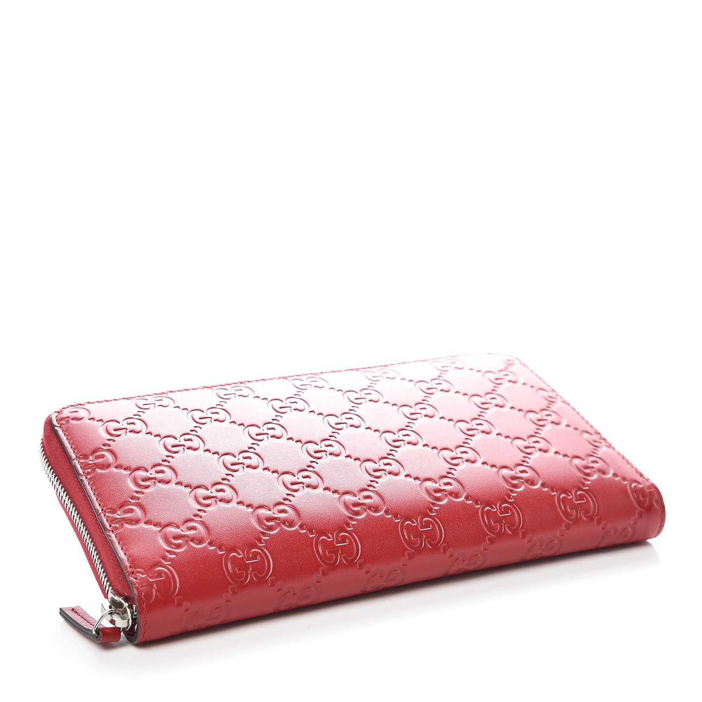 Guccissima Signature Zip Around Organizer Wallet Hibiscus Red
