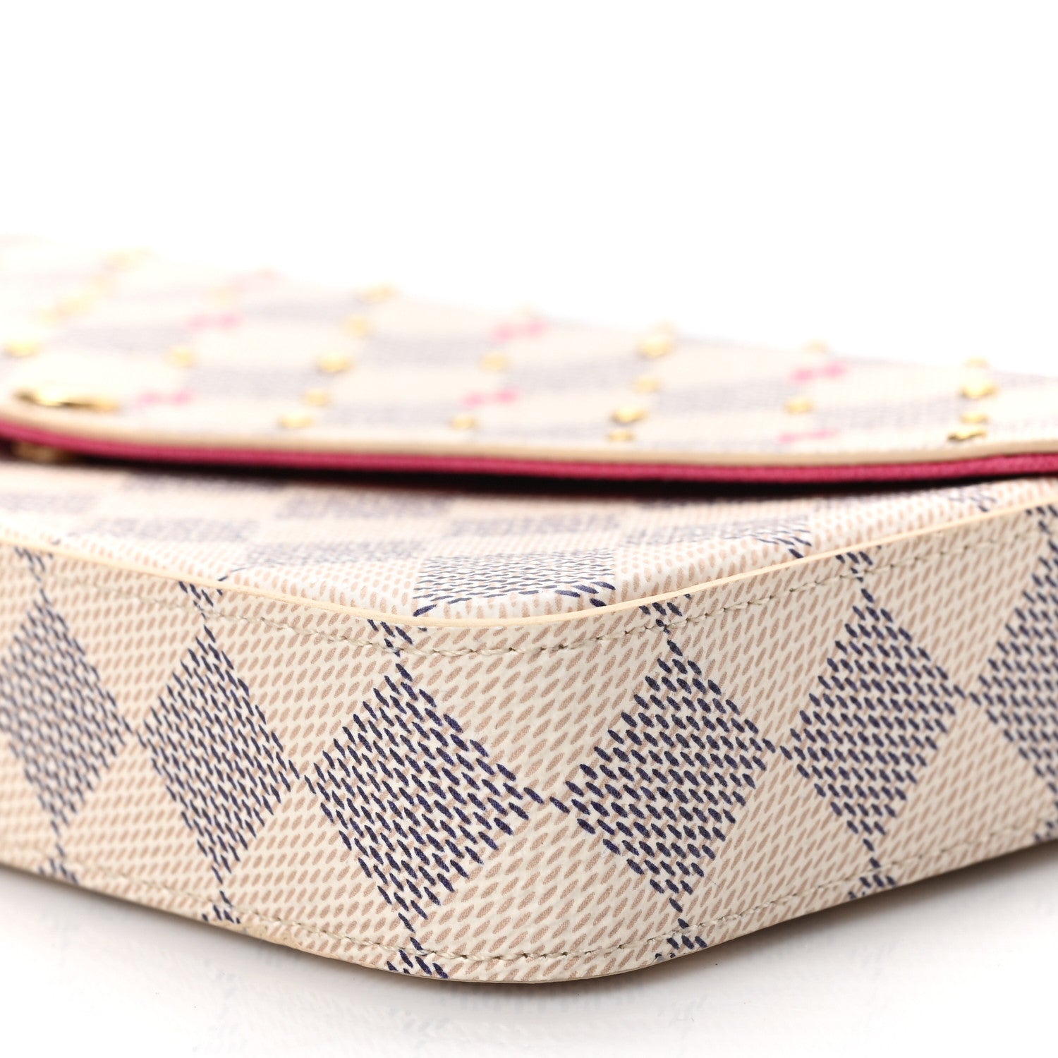 Louis Vuitton Damier Azur Studded Pochette Felicie Chain Wallet Fuchsia 9 of 9