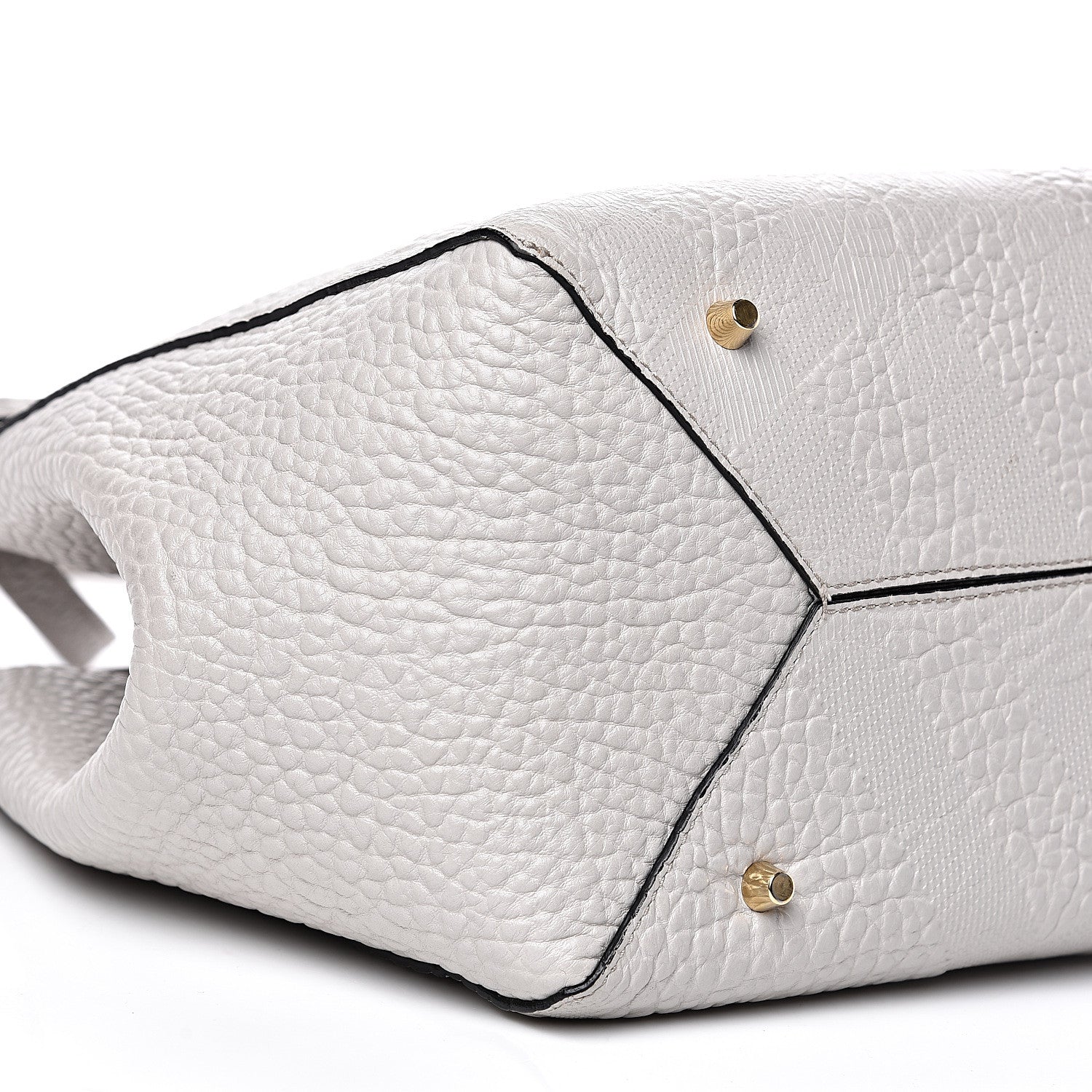 Burberry Signature Grain Calfskin Check Embossed Small Canterbury Tote Stone White 7 of 13