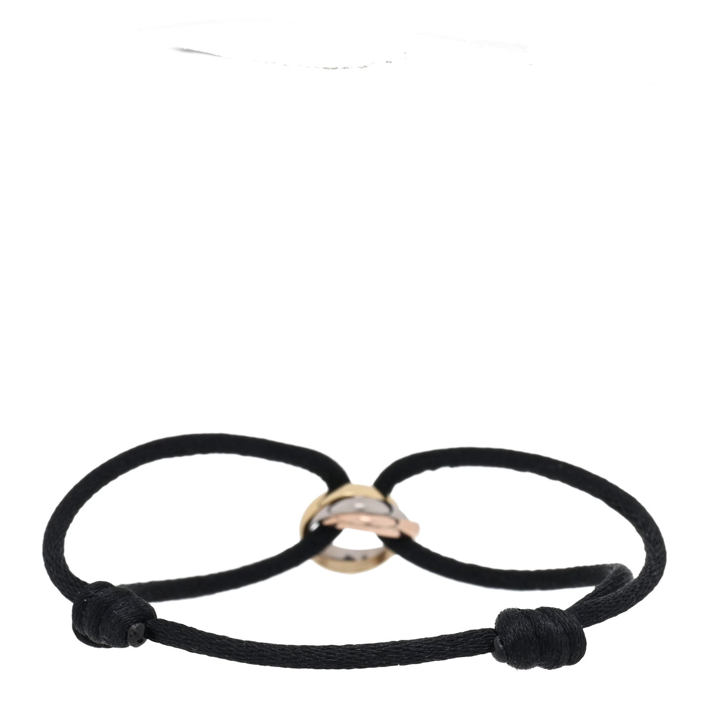18K Pink Yellow White Gold Trinity Adjustable Cord Bracelet Black