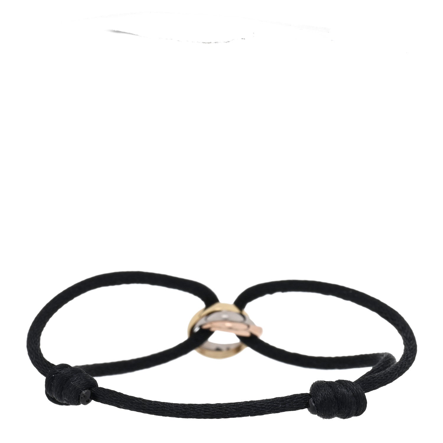 Cartier 18K Pink Yellow White Gold Trinity Adjustable Cord Bracelet Black 2 of 3