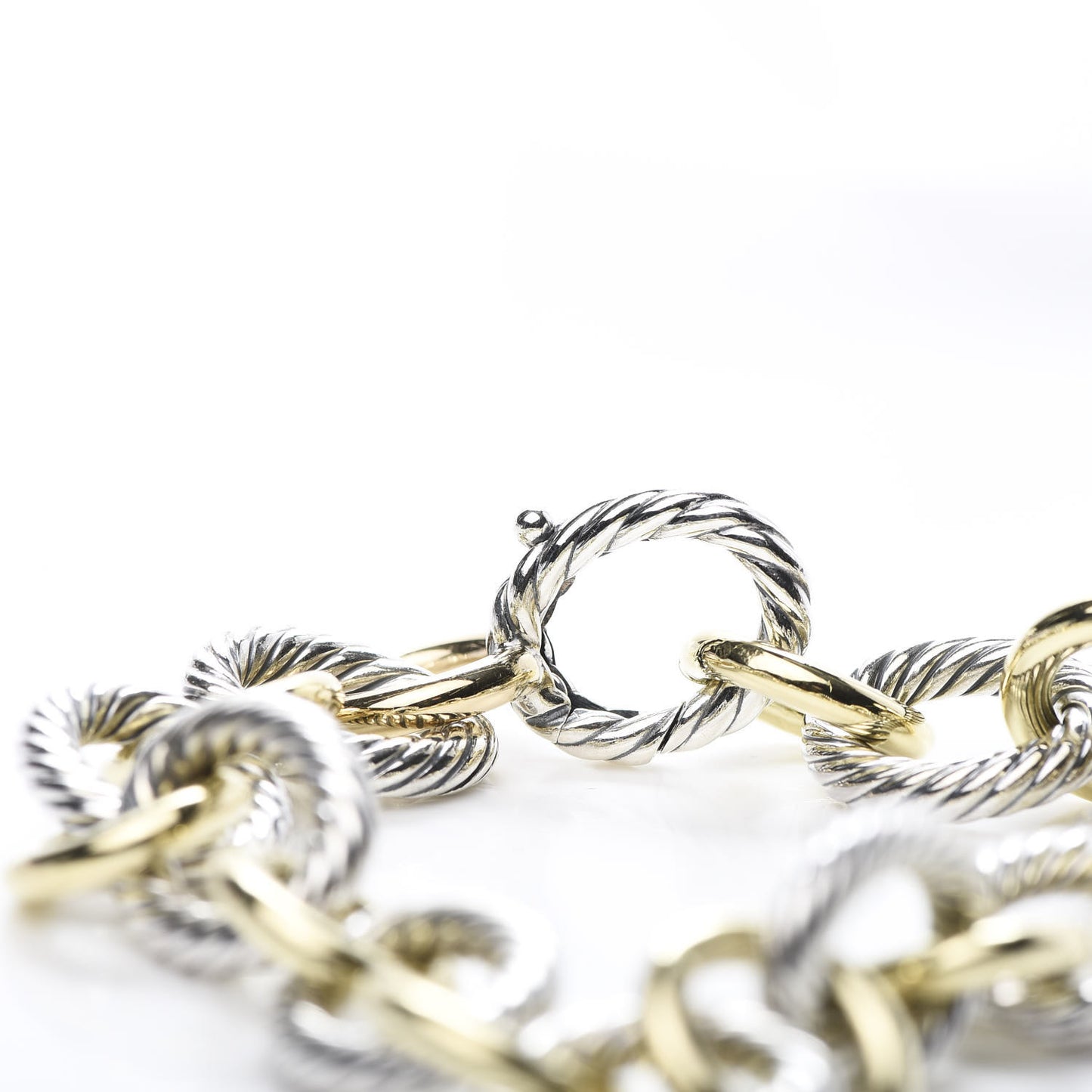 Sterling Silver 18K Yellow Gold 12mm Large Oval Link Bracelet
