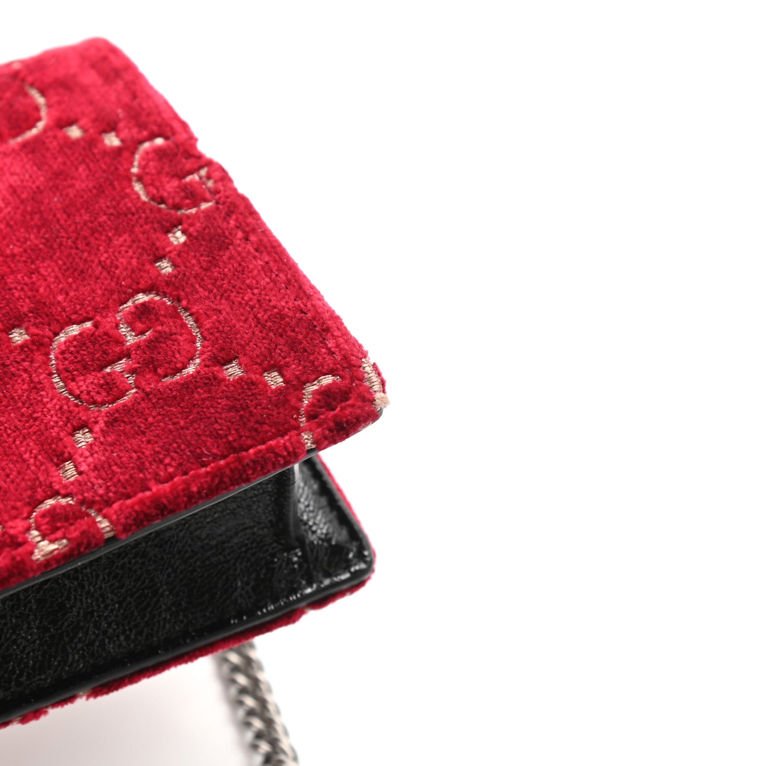 Gucci Velvet GG Monogram Super Mini Dionysus Shoulder Bag Red Cipria Black 10 of 11