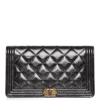 Chanel Metallic Calfskin Quilted Boy Yen Wallet Dark Silver 1 of 9