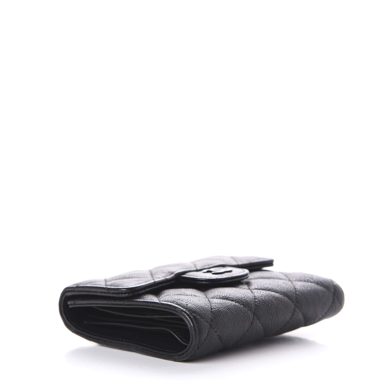 Chanel Calfskin Quilted Compact Flap Wallet So Black 4 of 8