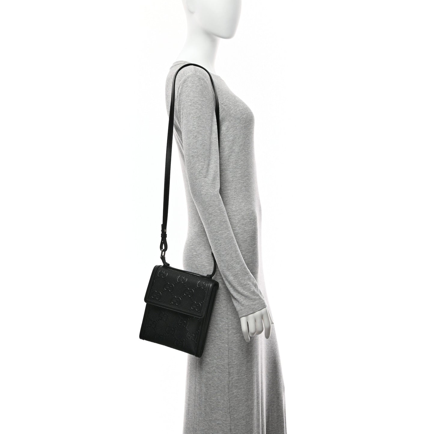 Calfskin GG Tennis Embossed Messenger Bag Black