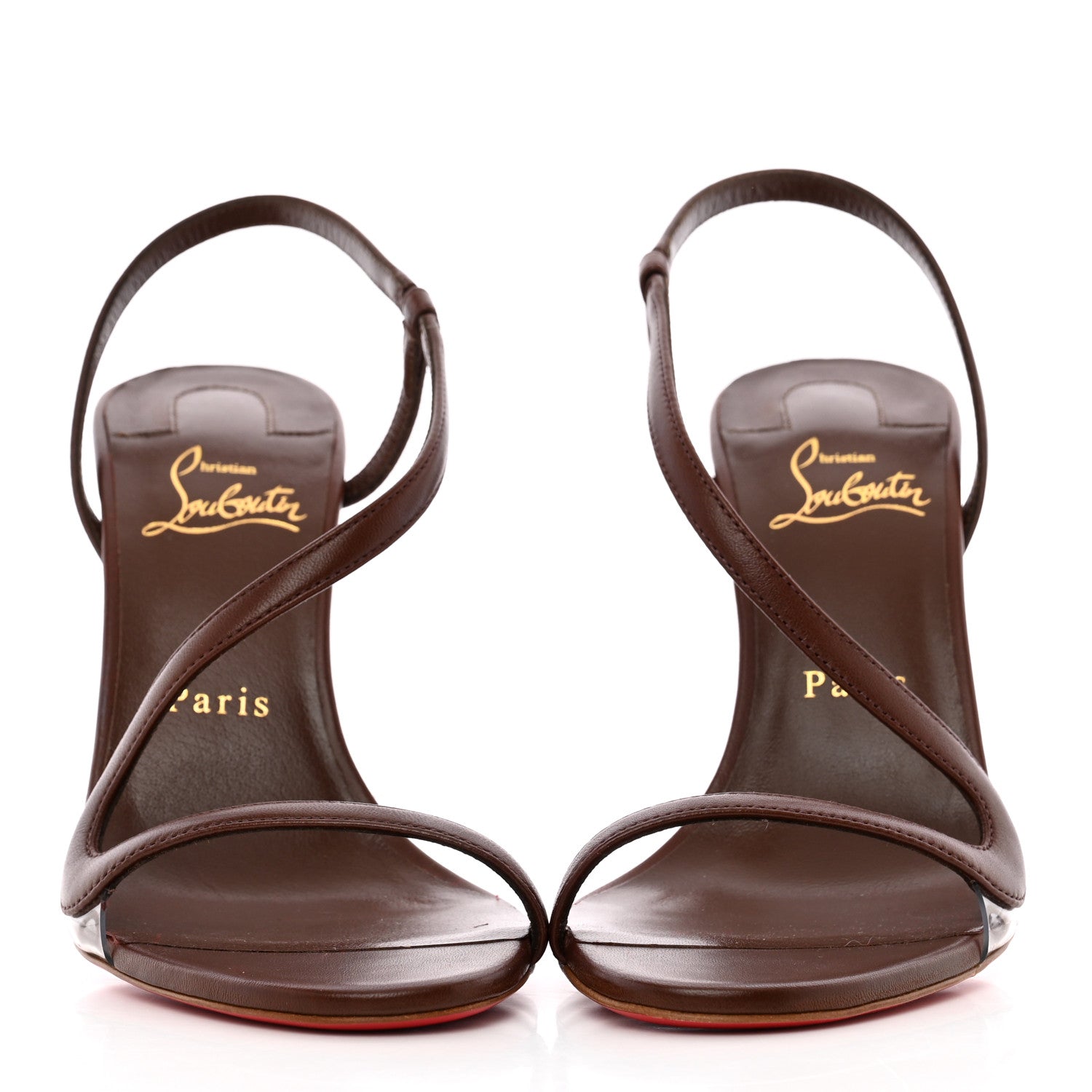 Christian Louboutin Nappa PVC Rosalie 100 Sandals 38.5 Dark Beige 2 of 12