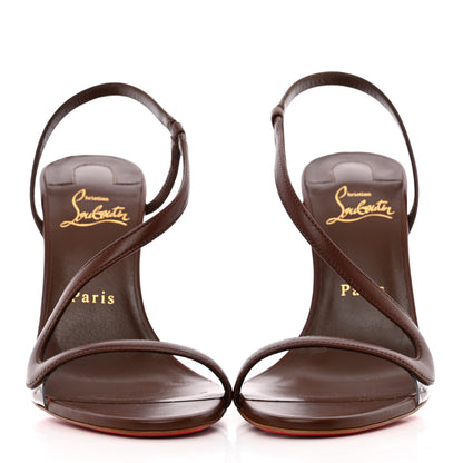 Christian Louboutin Nappa PVC Rosalie 100 Sandals 38.5 Dark Beige 2 of 12