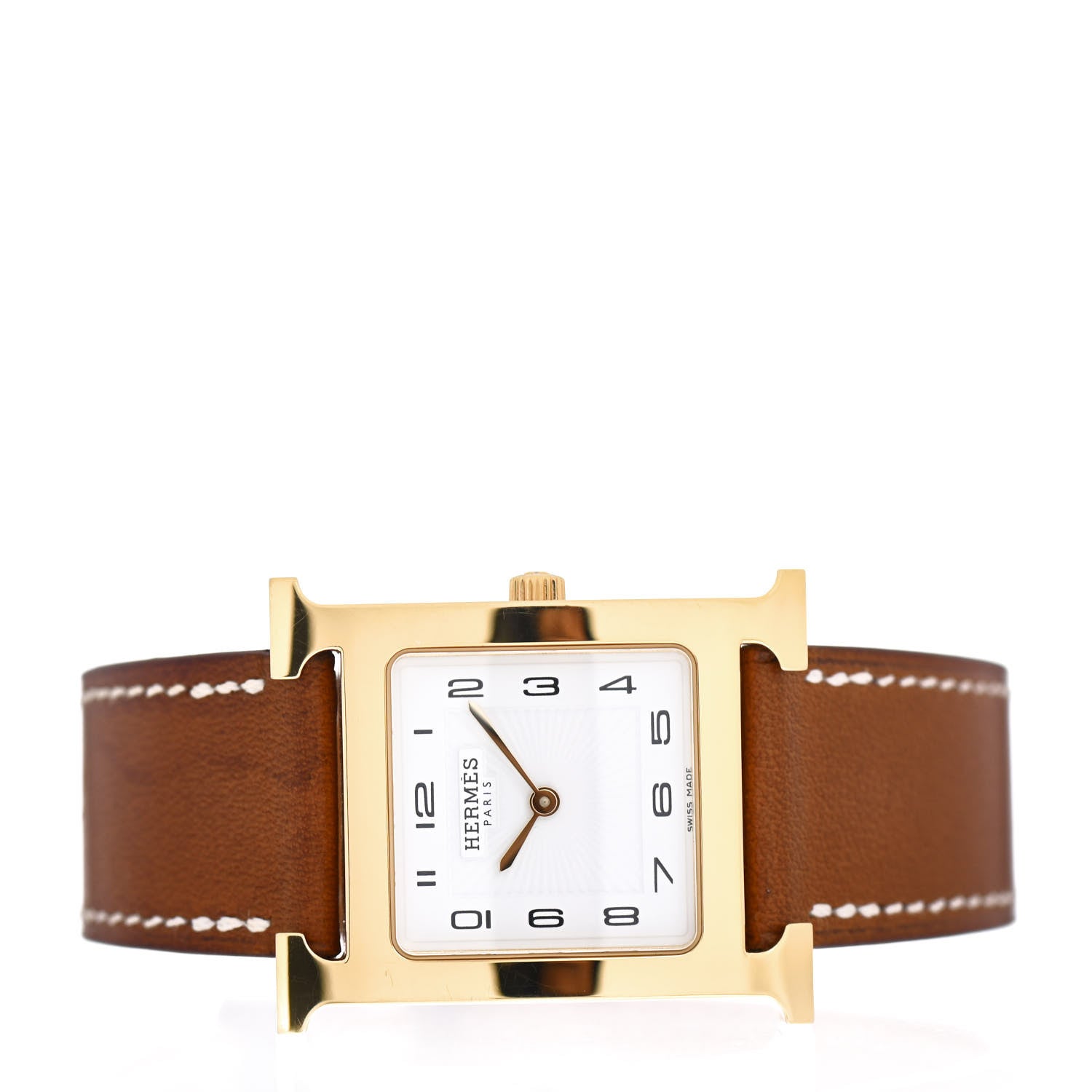 Hermes Stainless Steel Barenia 26mm Heure H Hour Quartz Watch Fauve 2 of 5