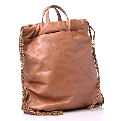 Chanel Shiny Calfskin Quilted Chanel 22 Backpack Camel 2 of 8