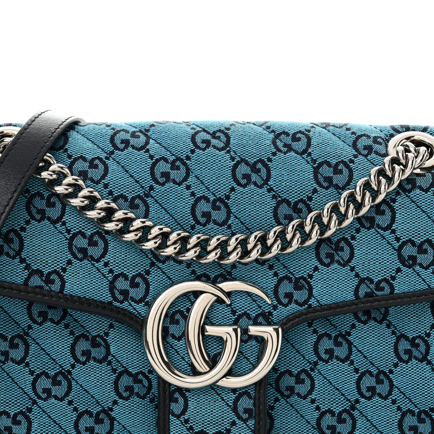 Monogram Multicolor Matelasse Diagonal Small GG Marmont Shoulder Bag Light Blue
