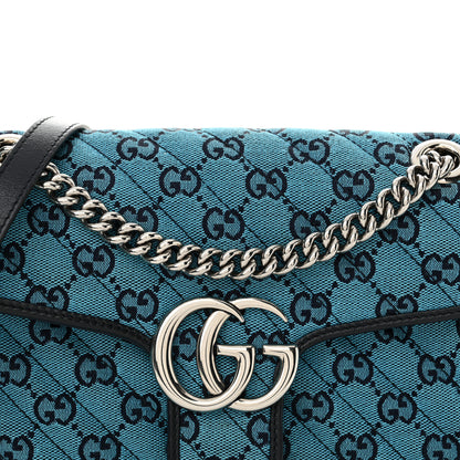 Gucci Monogram Multicolor Matelasse Diagonal Small GG Marmont Shoulder Bag Light Blue 8 of 11