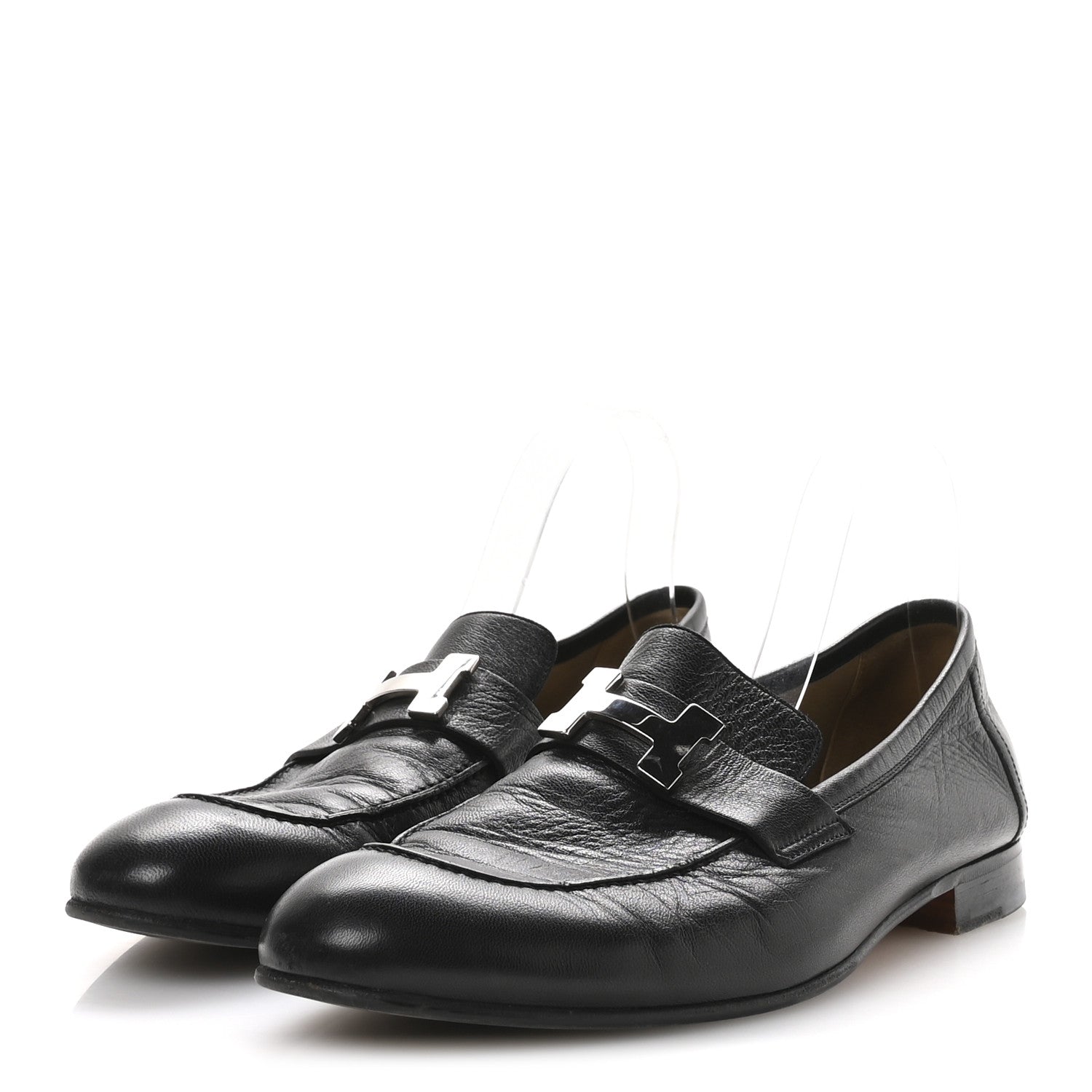Hermes Goatskin Men's Paris Loafers 42 Black 1772022  FASHIONPHILE