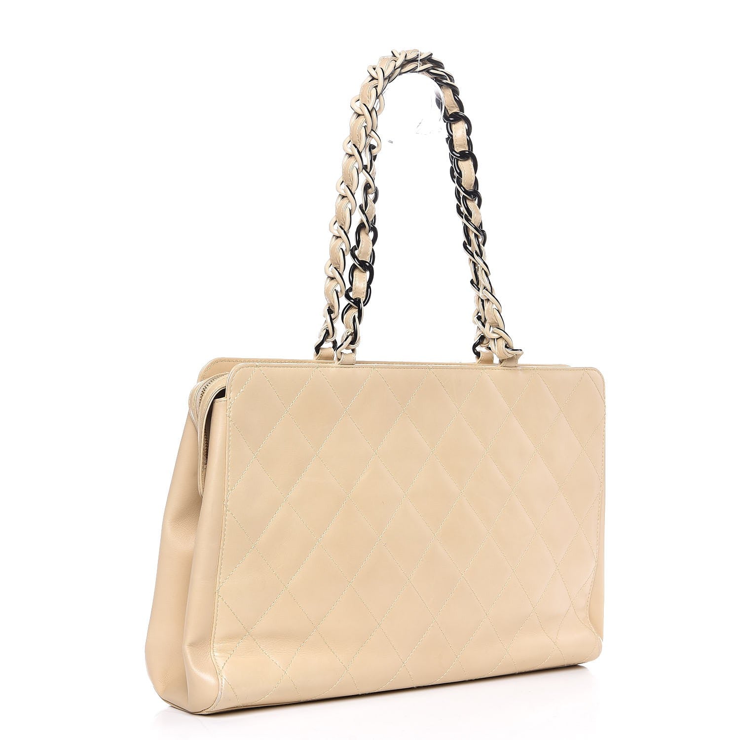 Chanel Lambskin Quilted Bekko Resin Shopper Tote Beige 3 of 14