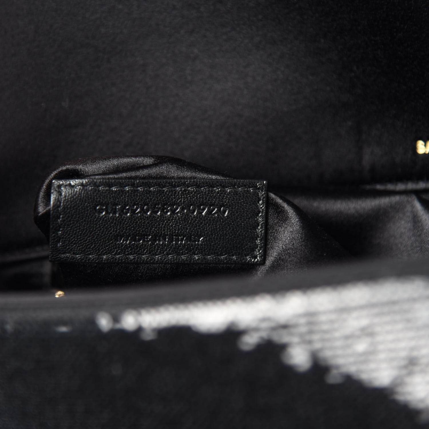 Saint Laurent Sequin Satin Monogram Tassel Kate 99 Black 10 of 11