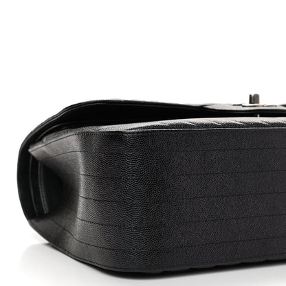 Chanel Caviar Chevron Quilted Jumbo Double Flap Black 9 of 11