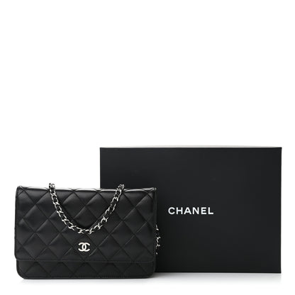 Chanel Lambskin Quilted Wallet On Chain WOC Black 12 of 12