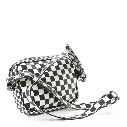 Givenchy Grained Calfskin Checkered Print Messenger Black White 3 of 16