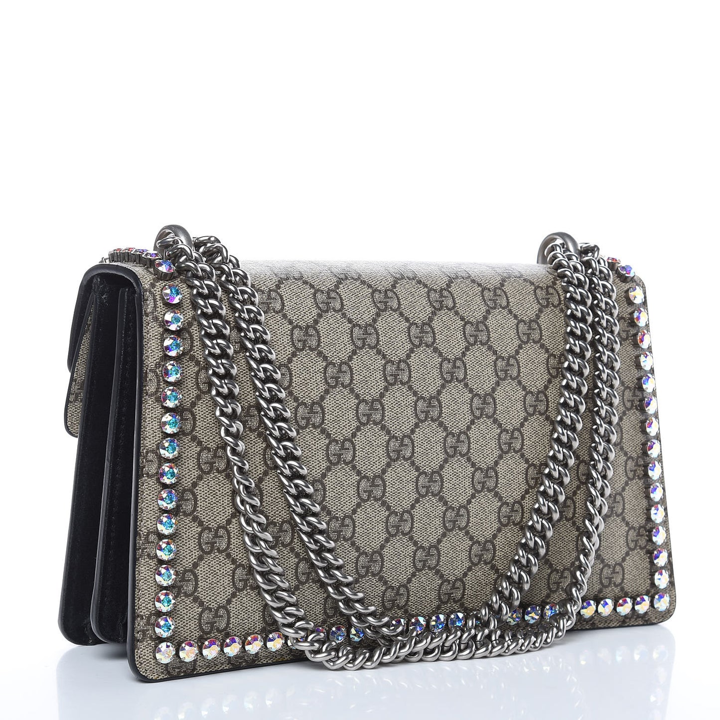 GG Supreme Monogram Crystal Small Dionysus Shoulder Bag Black