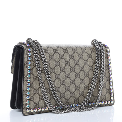 Gucci GG Supreme Monogram Crystal Small Dionysus Shoulder Bag Black 3 of 12