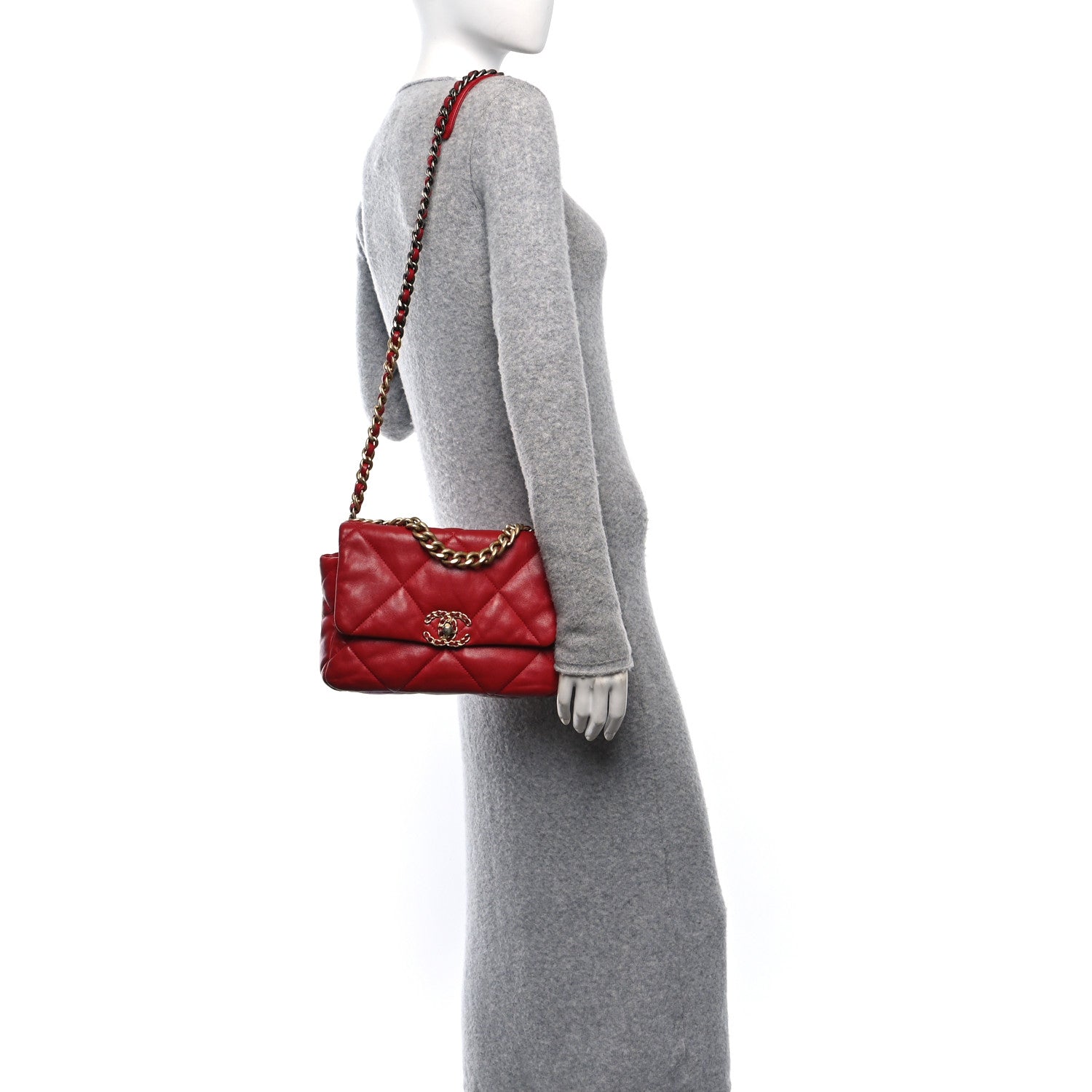 Chanel Lambskin Quilted Medium Chanel 19 Flap Red 2 of 12