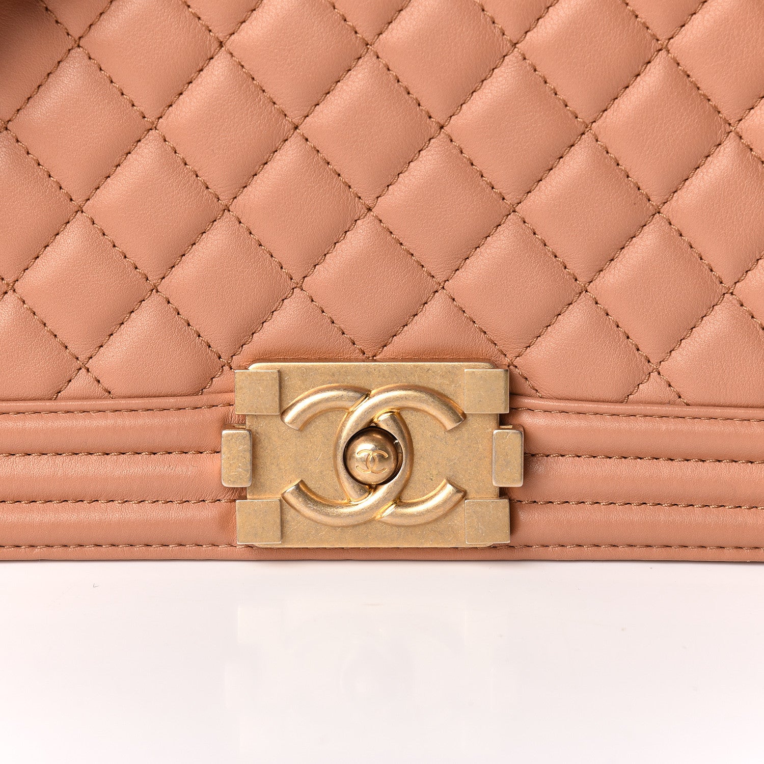 Chanel Lambskin Quilted Medium Boy Flap Dark Beige 10 of 15