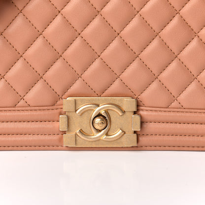 Chanel Lambskin Quilted Medium Boy Flap Dark Beige 10 of 15