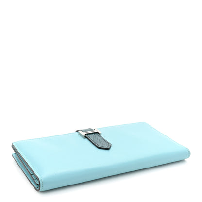 Hermes Tadelakt Lizard Bearn Gusset Wallet Bleu Atoll Bleu Petrole 4 of 11